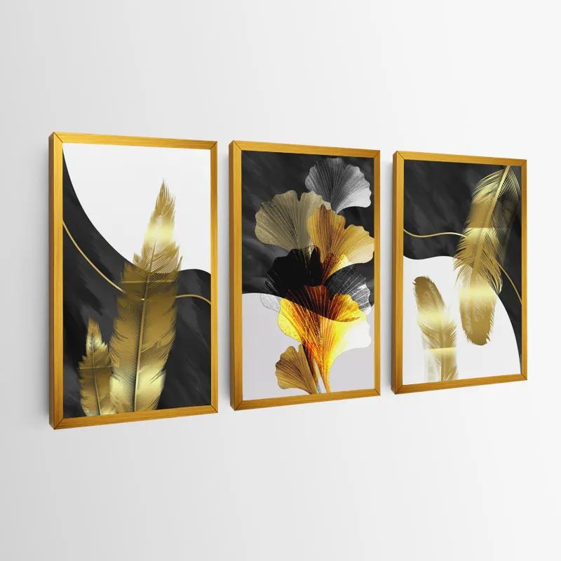 Картина на многоплатна основа Golden Feathers mockup 0