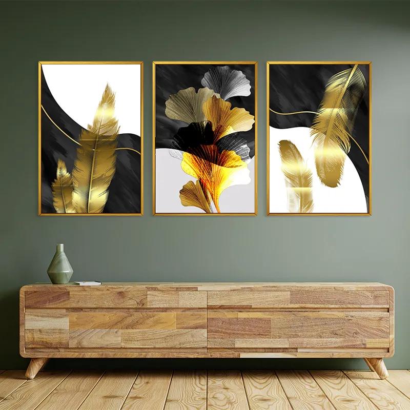 Картина на многоплатна основа Golden Feathers mockup 2