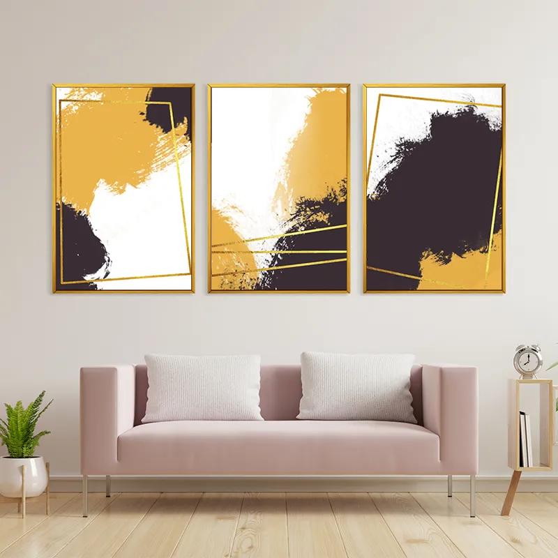 Картина на многоплатна основа Gold Square Set mockup 3