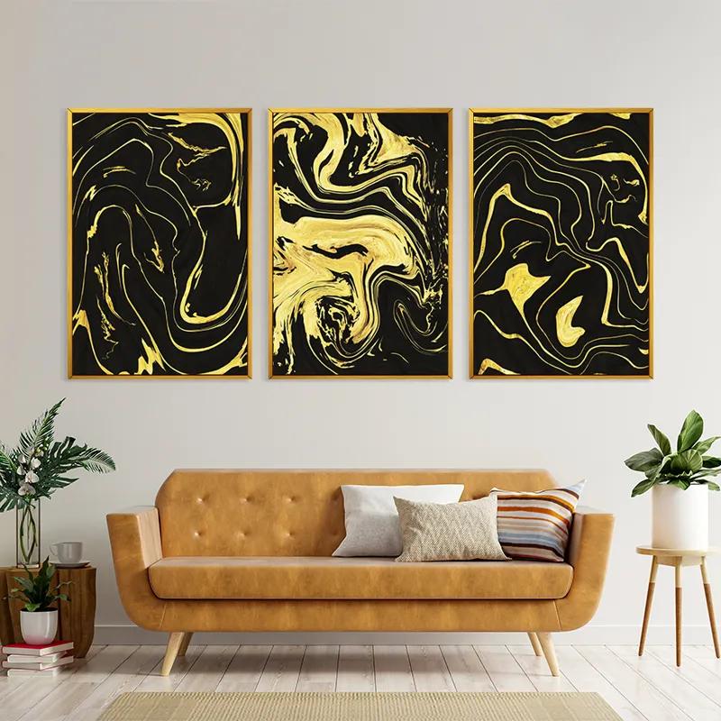 Картина на многоплатна основа Abstract Gold Lines mockup 4