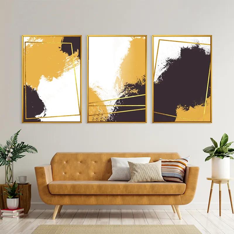 Картина на многоплатна основа Gold Square Set mockup 4