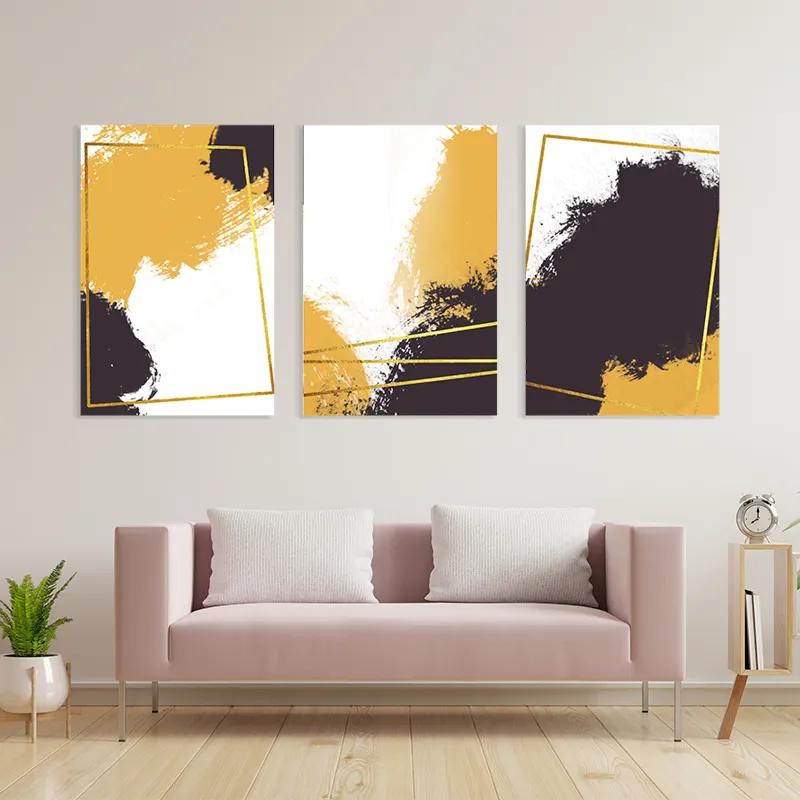 Картина на многоплатна основа Gold Square Set mockup 3