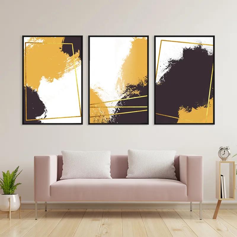 Картина на многоплатна основа Gold Square Set mockup 3