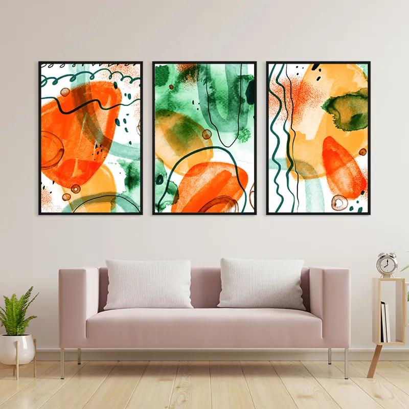 Картина на многоплатна основа Orange Green Set mockup 3