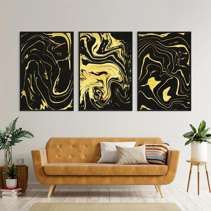 Картина на многоплатна основа Abstract Gold Lines mockup 4