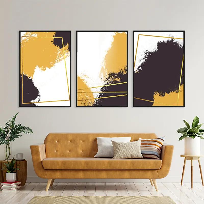 Картина на многоплатна основа Gold Square Set mockup 4