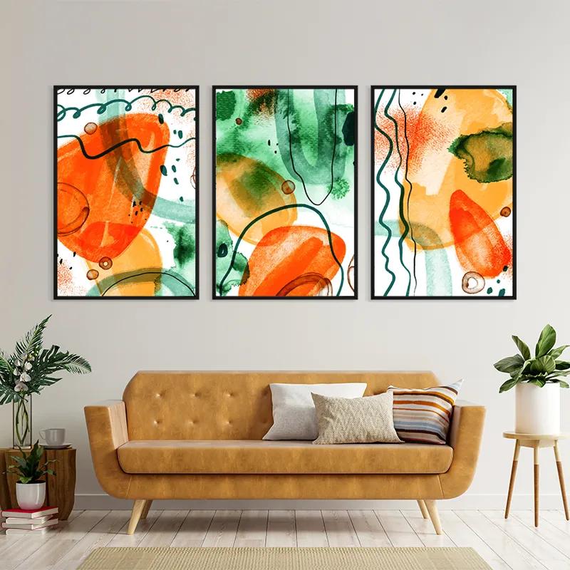 Картина на многоплатна основа Orange Green Set mockup 4