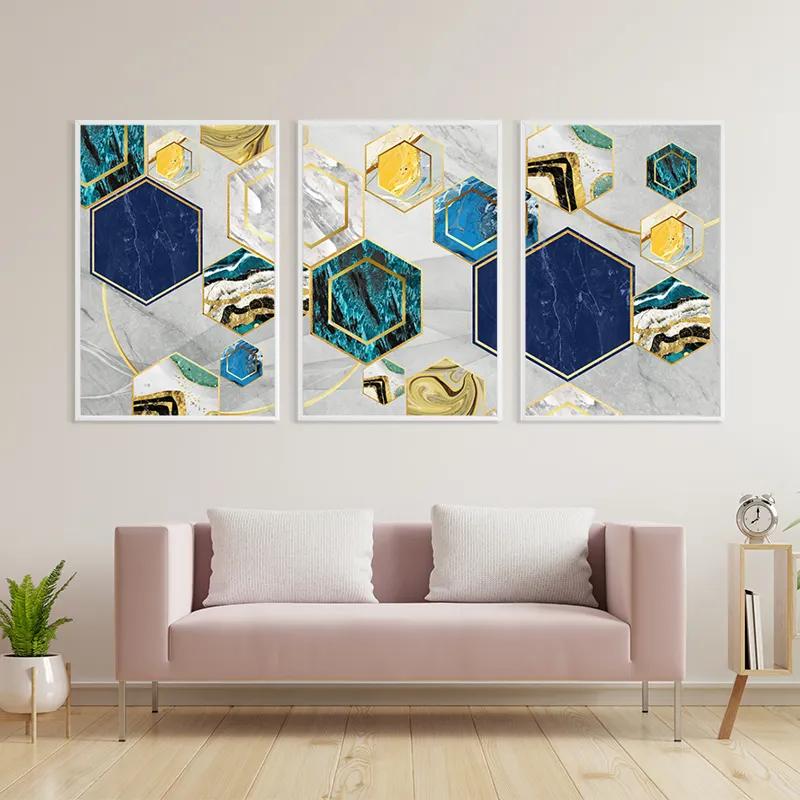 Картина на многоплатна основа Marble Hexagon mockup 3