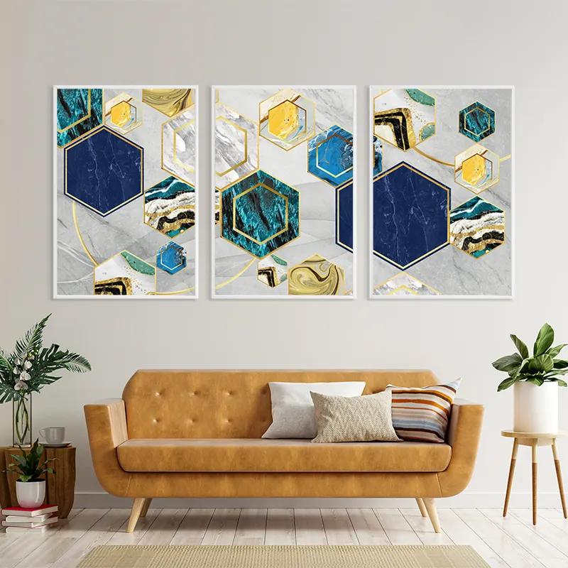 Картина на многоплатна основа Marble Hexagon mockup 4