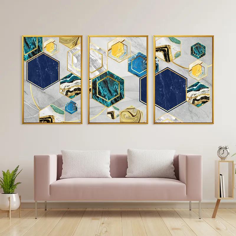 Картина на многоплатна основа Marble Hexagon mockup 3