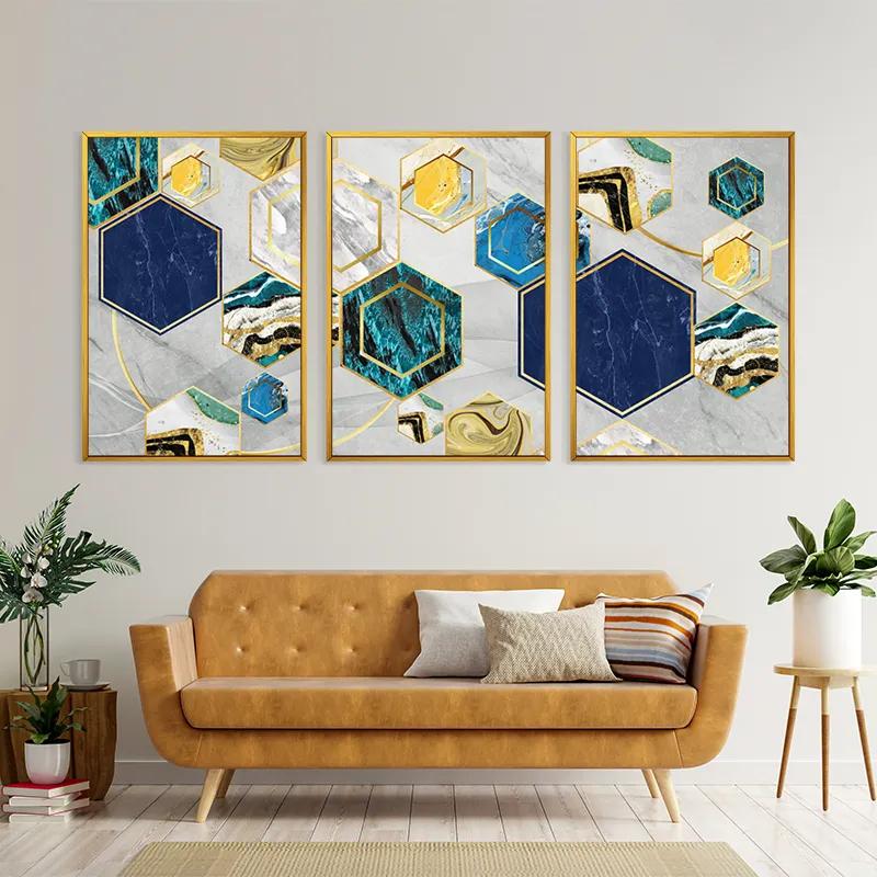 Картина на многоплатна основа Marble Hexagon mockup 4