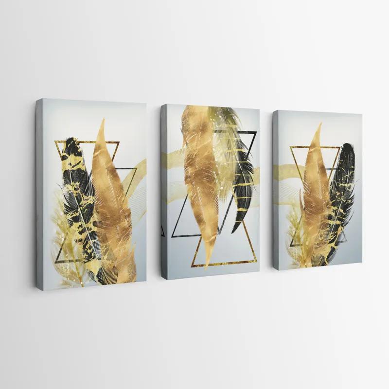 Картина на многоплатна основа Blacknd Gold Feathears mockup 0