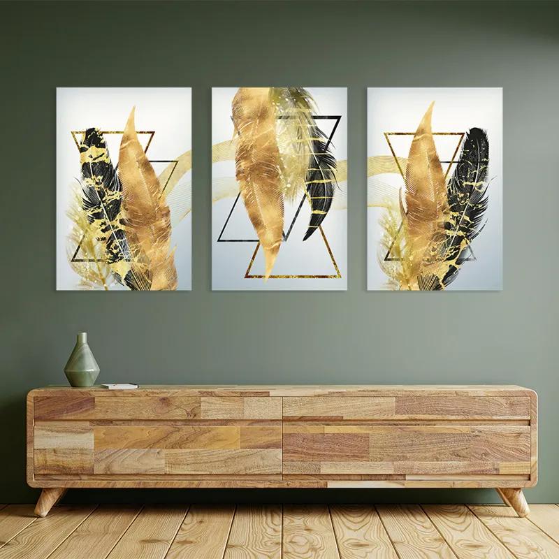Картина на многоплатна основа Blacknd Gold Feathears mockup 2