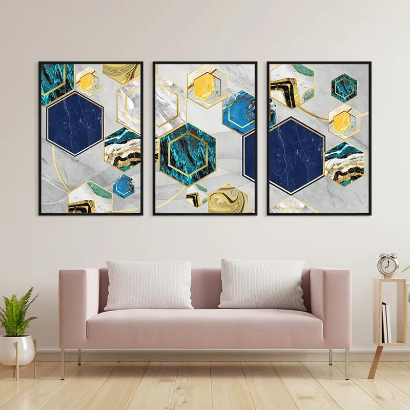 Картина на многоплатна основа Marble Hexagon mockup 3