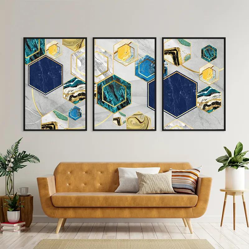 Картина на многоплатна основа Marble Hexagon mockup 4