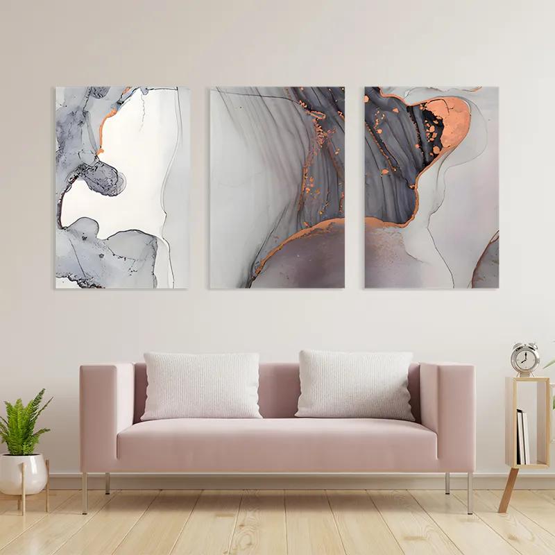 Картина на многоплатна основа Golden Pink mockup 3