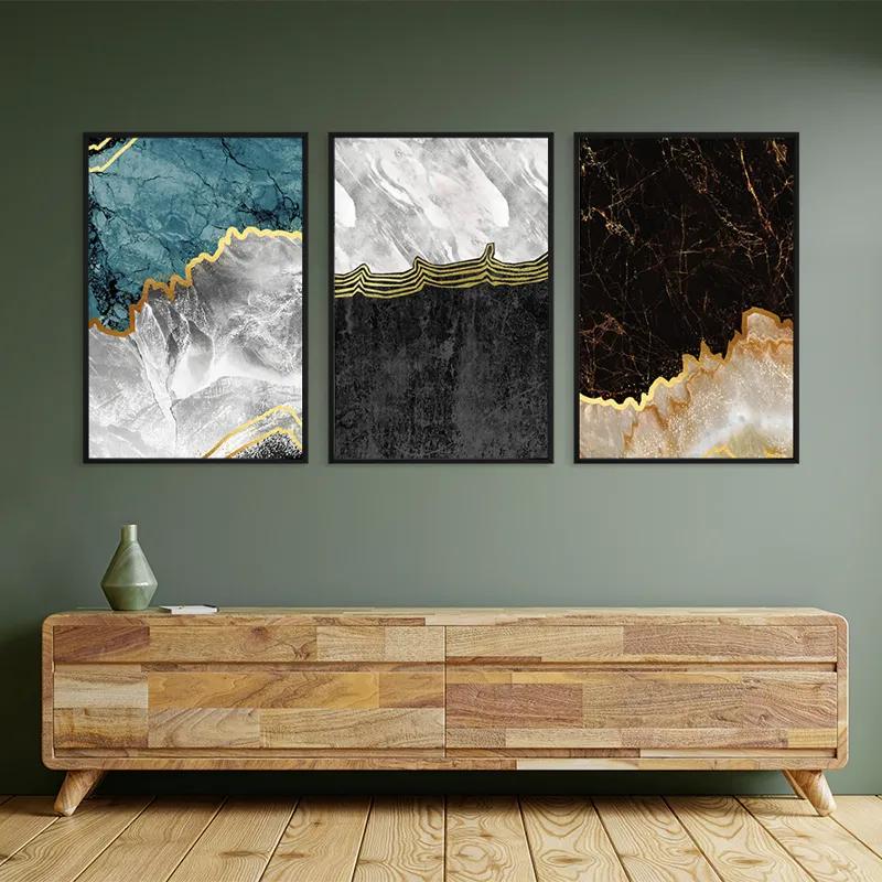 Картина на многоплатна основа Abstract Silver Waves mockup 2