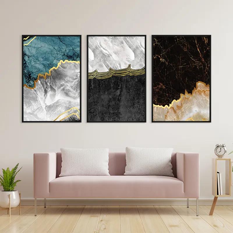 Картина на многоплатна основа Abstract Silver Waves mockup 3