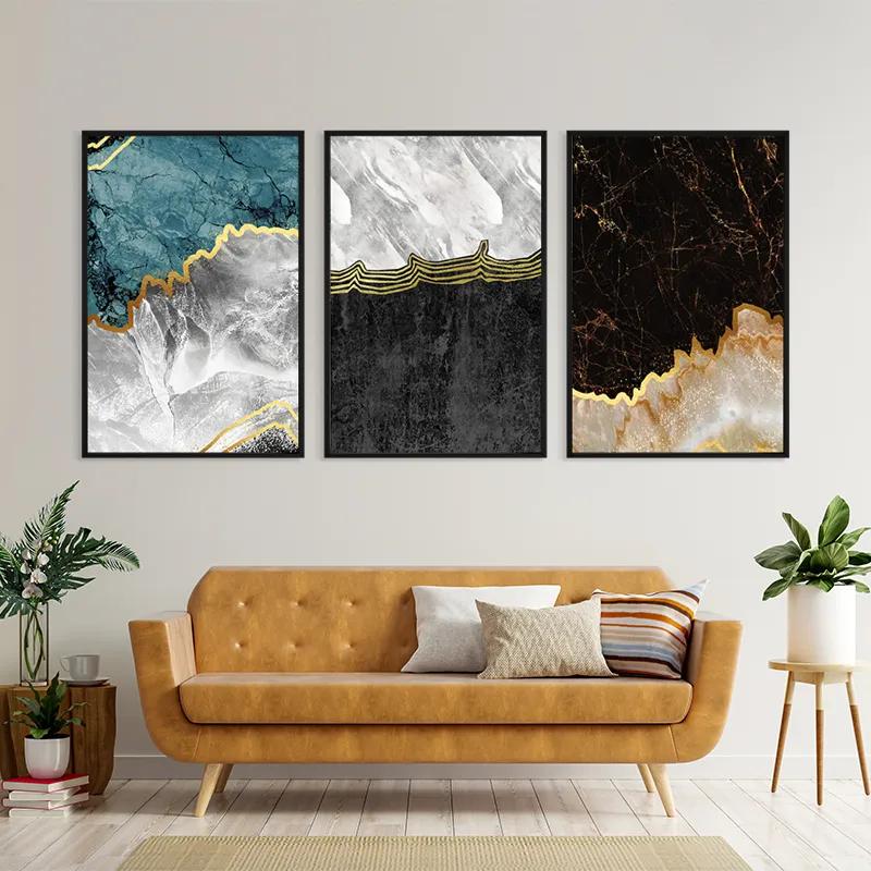 Картина на многоплатна основа Abstract Silver Waves mockup 4