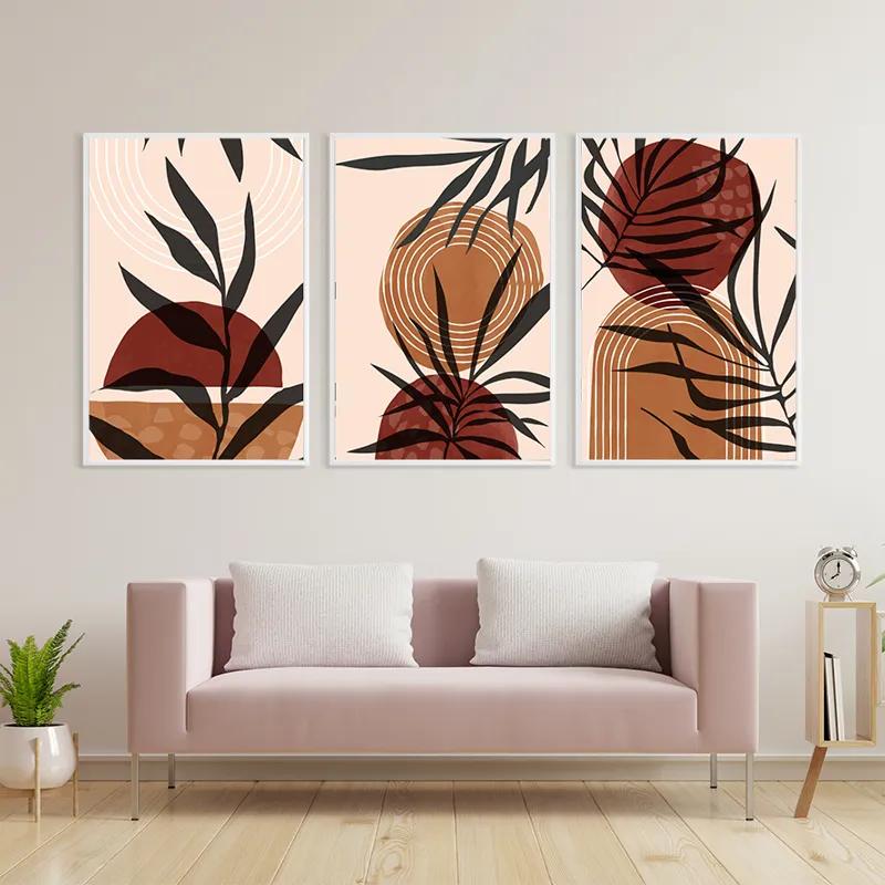 Картина на многоплатна основа Grey Leaf Orange mockup 3