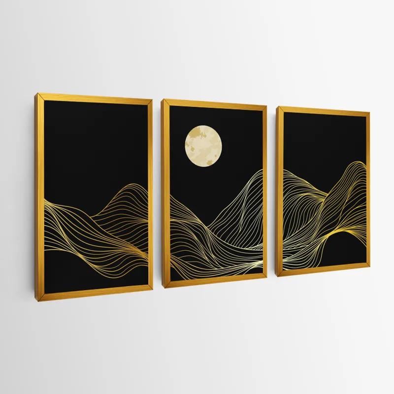 Картина на многоплатна основа Moon Gold Waves mockup 0