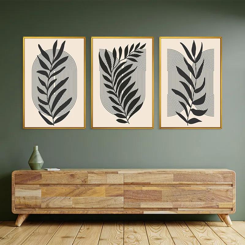 Картина на многоплатна основа Dark Grey Leaf mockup 2