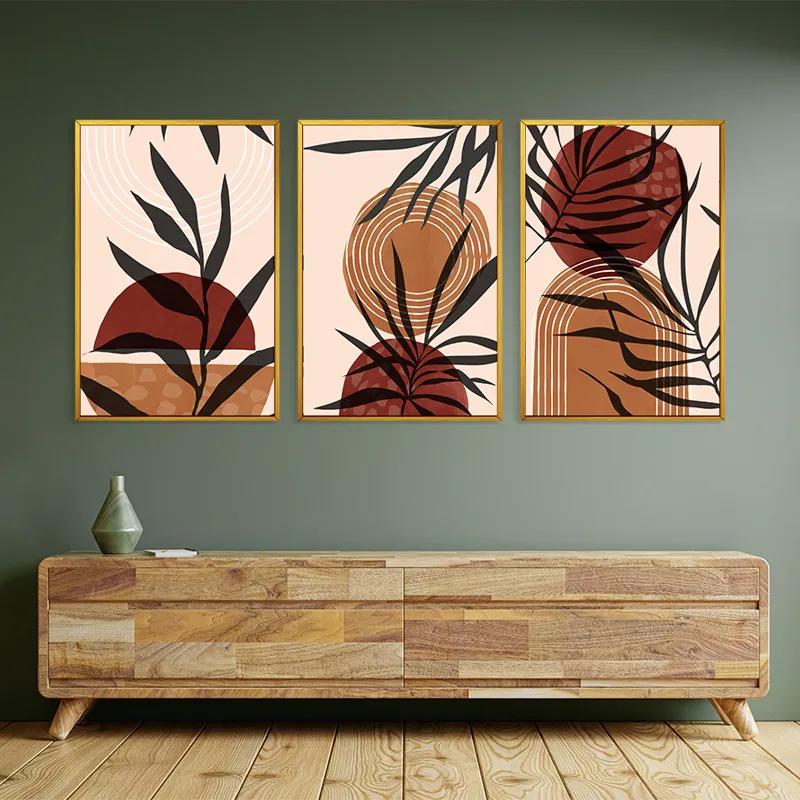 Картина на многоплатна основа Grey Leaf Orange mockup 2