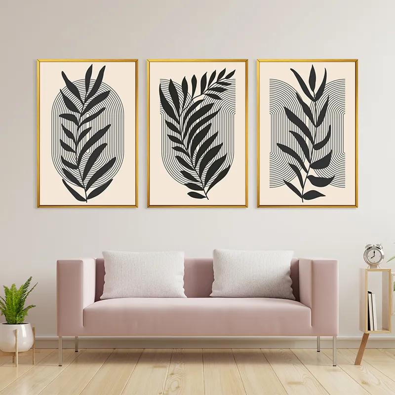 Картина на многоплатна основа Dark Grey Leaf mockup 3