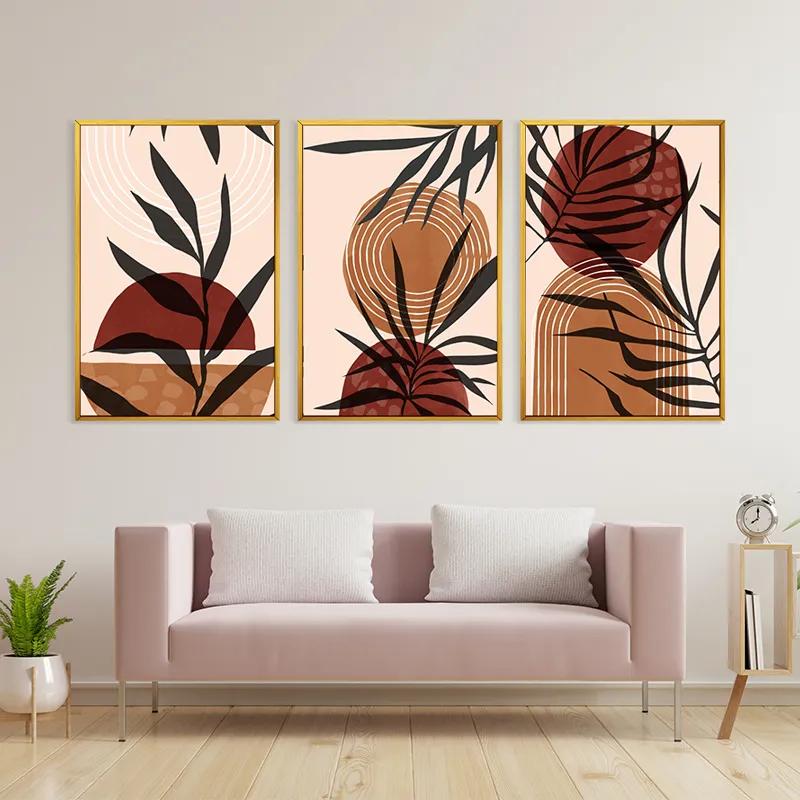 Картина на многоплатна основа Grey Leaf Orange mockup 3