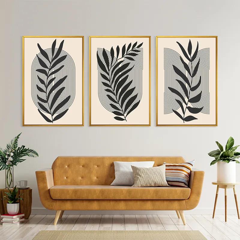 Картина на многоплатна основа Dark Grey Leaf mockup 4