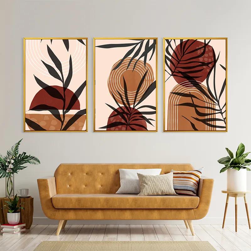 Картина на многоплатна основа Grey Leaf Orange mockup 4