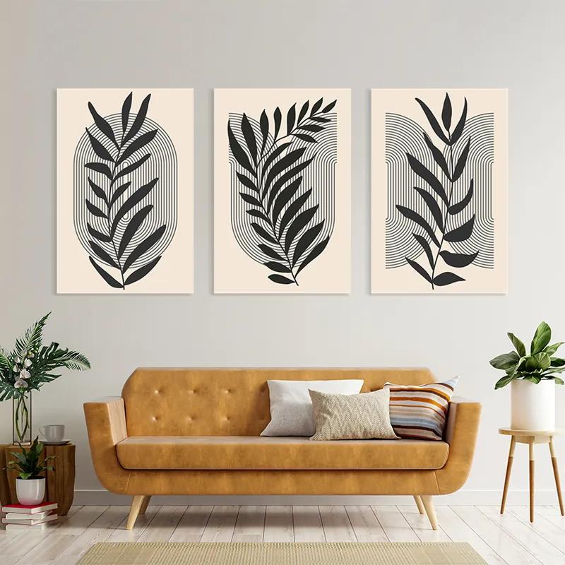 Картина на многоплатна основа Dark Grey Leaf mockup 4