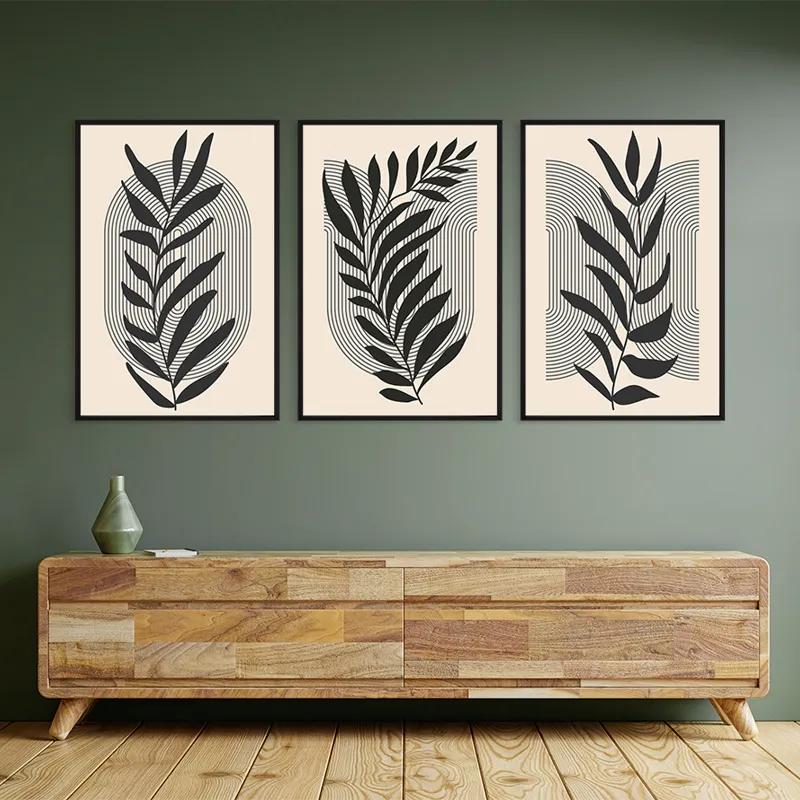 Картина на многоплатна основа Dark Grey Leaf mockup 2