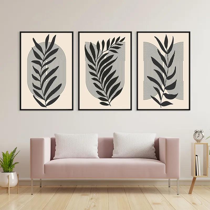 Картина на многоплатна основа Dark Grey Leaf mockup 3