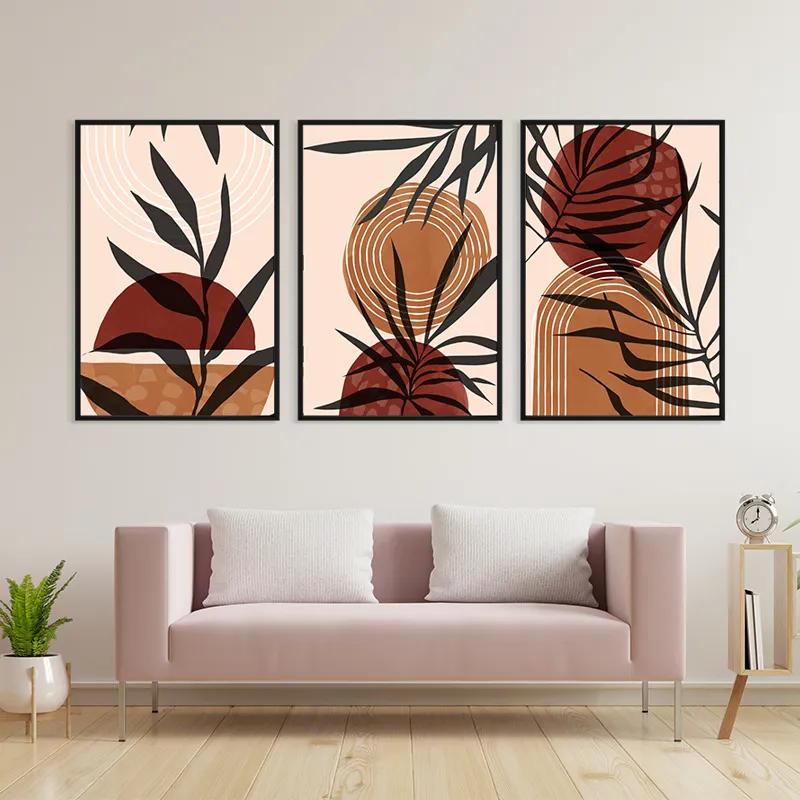 Картина на многоплатна основа Grey Leaf Orange mockup 3