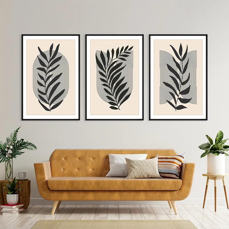 Картина на многоплатна основа Black Leaf mockup 4