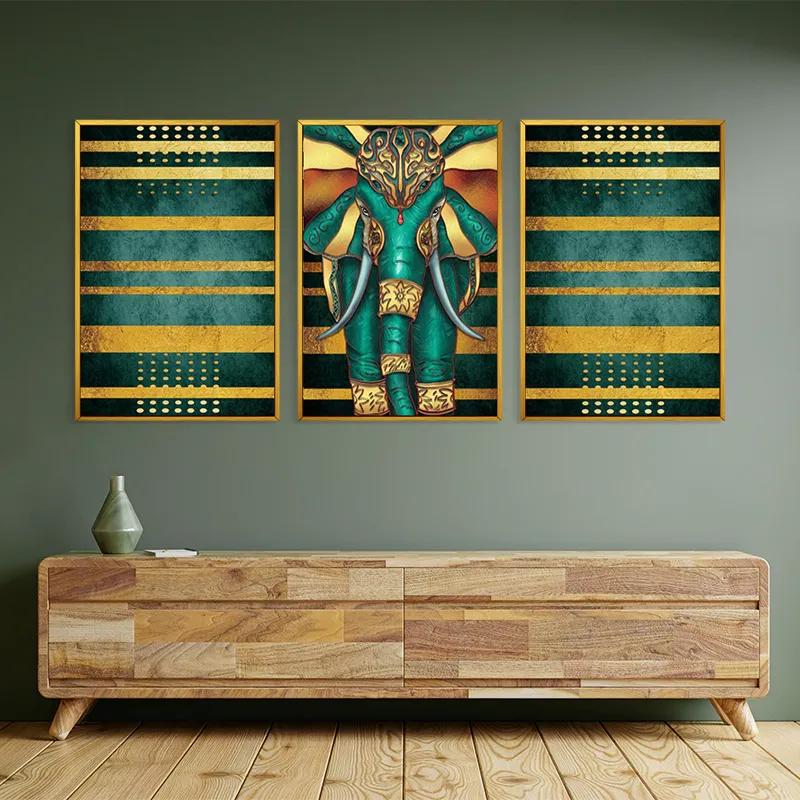 Картина на многоплатна основа Bluend Gold Elephant mockup 2