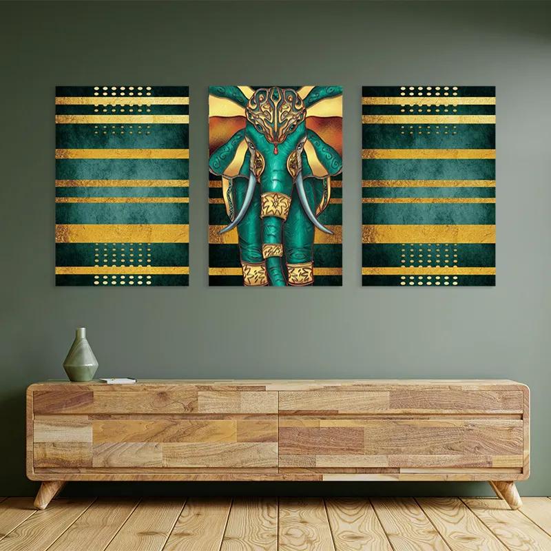 Картина на многоплатна основа Bluend Gold Elephant mockup 2