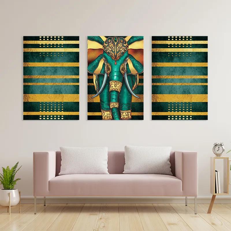 Картина на многоплатна основа Bluend Gold Elephant mockup 3