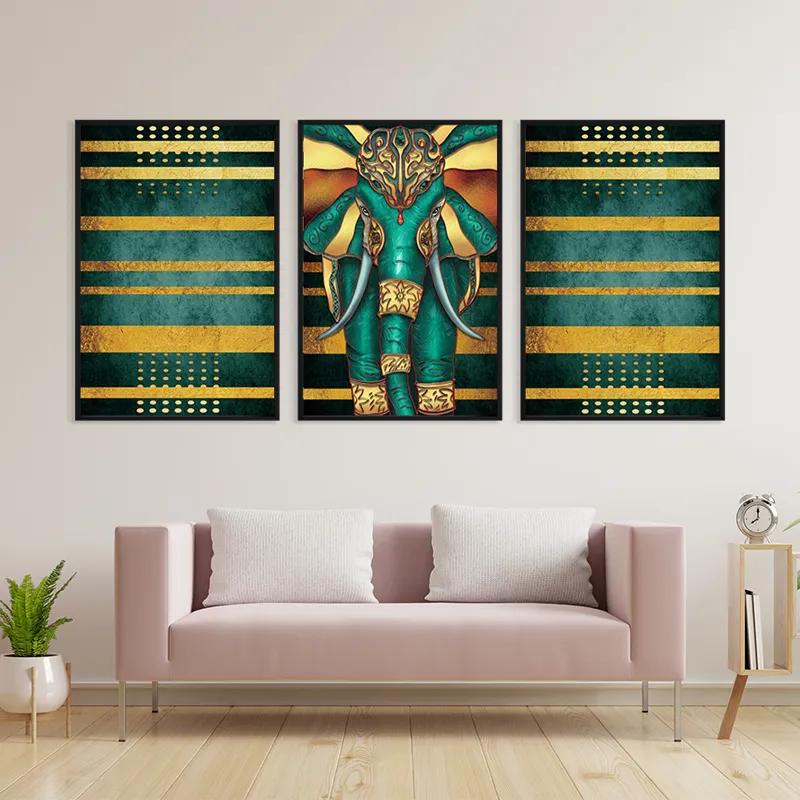 Картина на многоплатна основа Bluend Gold Elephant mockup 3