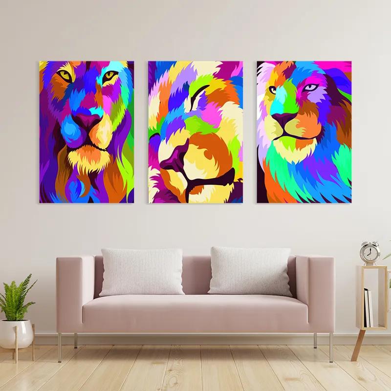 Картина на многоплатна основа Lion Set mockup 3