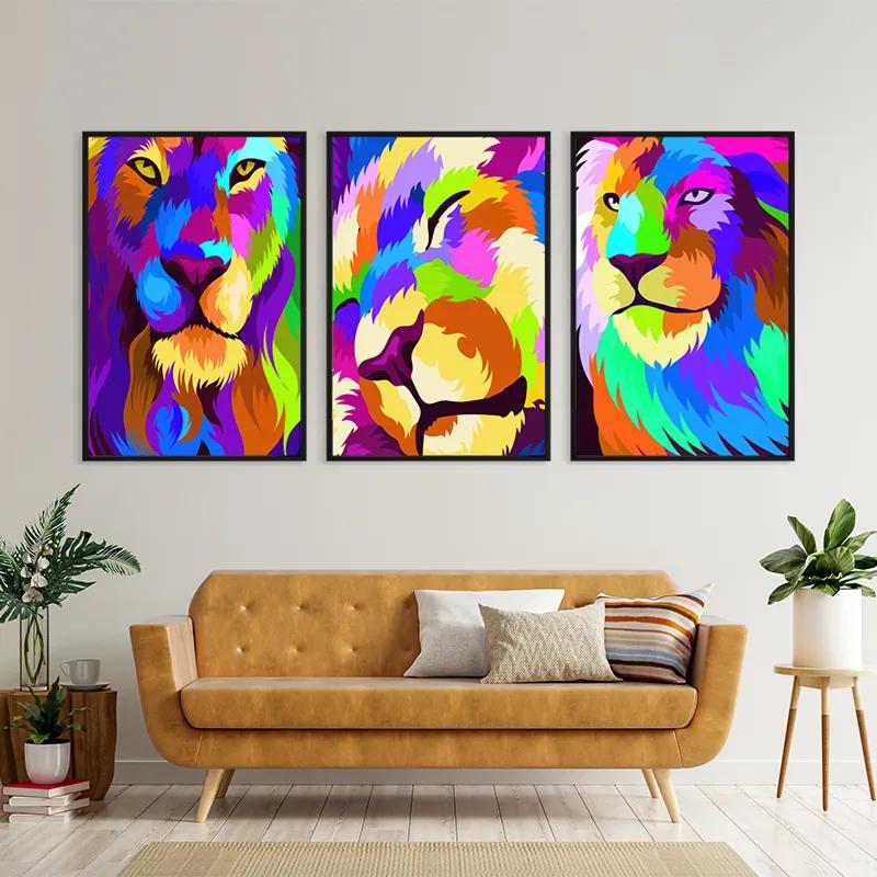Картина на многоплатна основа Lion Set mockup 4