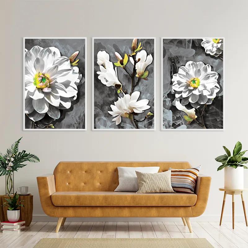 Картина на многоплатна основа Smoke White Flower mockup 4