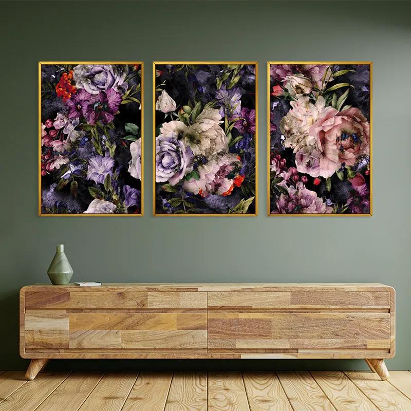 Картина на многоплатна основа Abstract Purple Flowers mockup 2