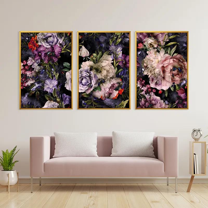 Картина на многоплатна основа Abstract Purple Flowers mockup 3