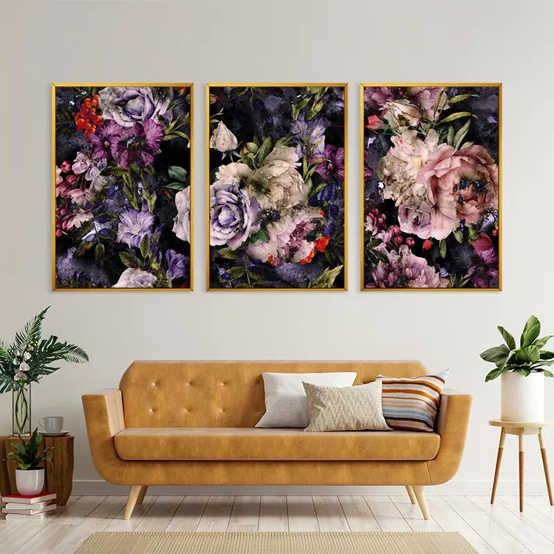 Картина на многоплатна основа Abstract Purple Flowers mockup 4