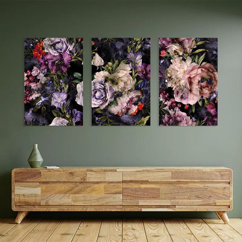 Картина на многоплатна основа Abstract Purple Flowers mockup 2