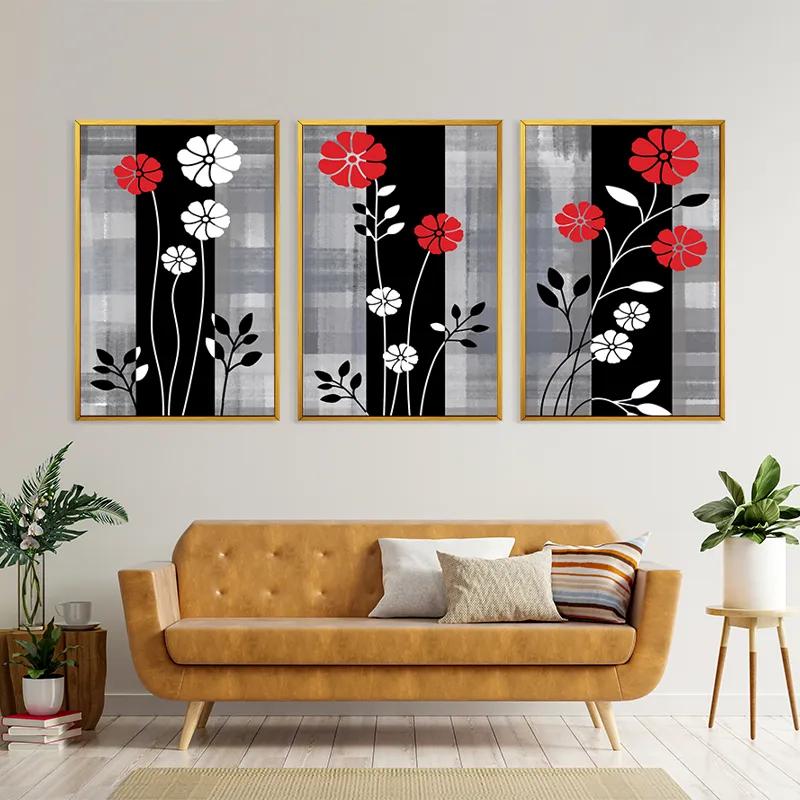 Картина на многоплатна основа Whitend Red Flowers mockup 4