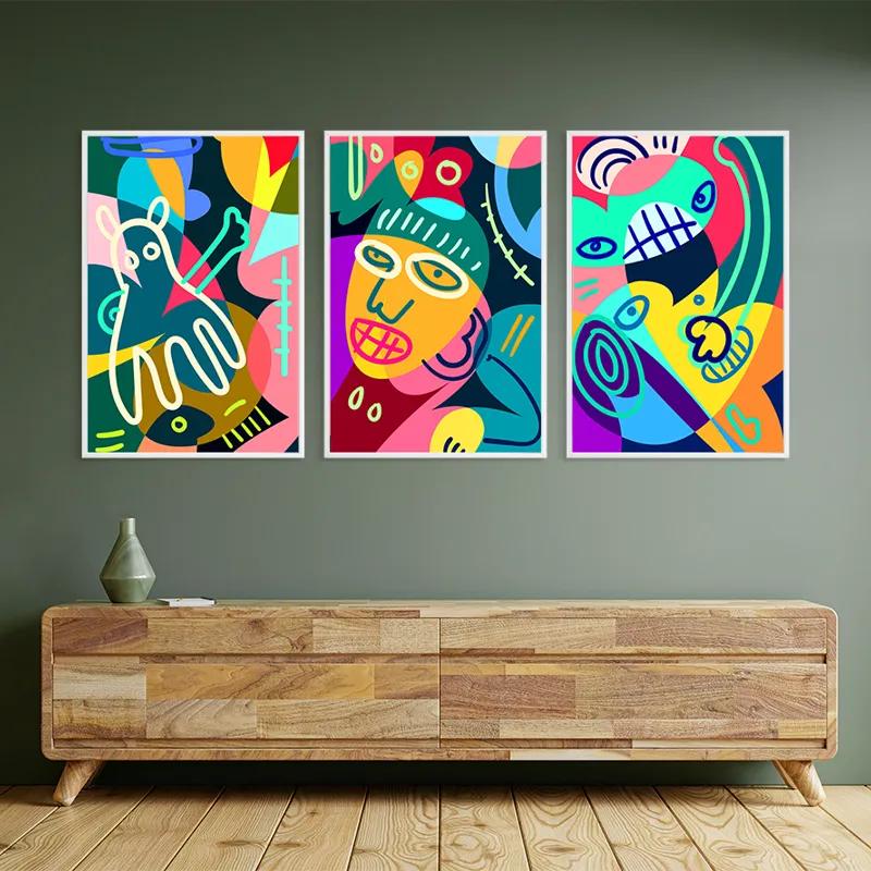 Картина на многоплатна основа Colorful Face Set mockup 2