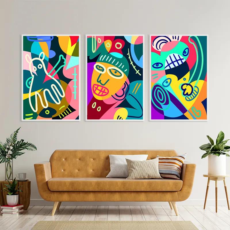 Картина на многоплатна основа Colorful Face Set mockup 4